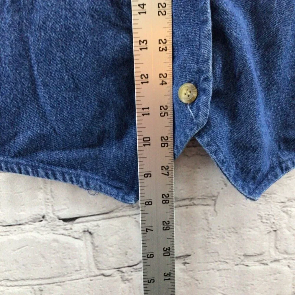 Vtg 80's Denim Vest Womens Sz‎ XL Sewing Theme Cottage Core Kitschy Grannycore